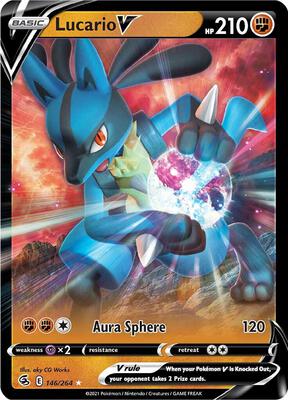 Lucario V card from SWSH08: Fusion Strike