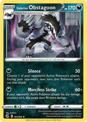 Galarian Obstagoon card from SWSH08: Fusion Strike