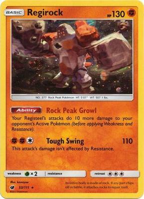 Regirock - 53/111 (Cosmos Holo) card from SM Promos