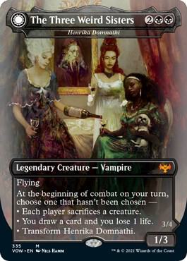 The Three Weird Sisters - Henrika Domnathi card from Innistrad: Crimson Vow
