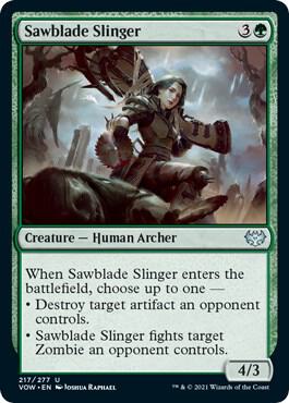 Sawblade Slinger card from Innistrad: Crimson Vow
