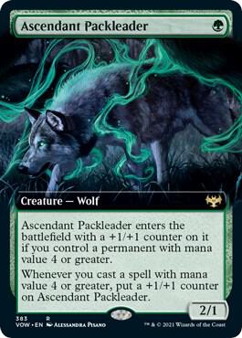 Ascendant Packleader (Extended Art) card from Innistrad: Crimson Vow