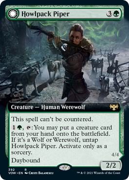 Howlpack Piper (Extended Art) card from Innistrad: Crimson Vow