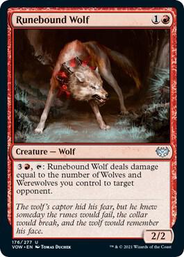 Runebound Wolf card from Innistrad: Crimson Vow