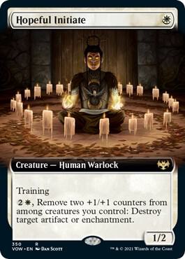 Hopeful Initiate (Extended Art) card from Innistrad: Crimson Vow
