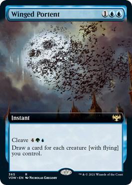 Winged Portent (Extended Art) card from Innistrad: Crimson Vow