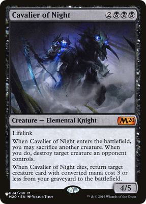 Cavalier of Night card from The List Reprints