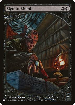 Sign in Blood (P10) card from The List Reprints