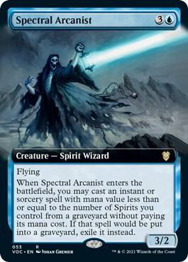 Spectral Arcanist (Extended Art) card from Commander: Innistrad: Crimson Vow
