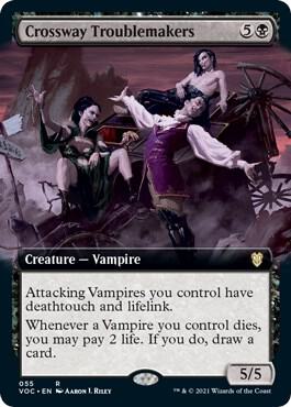 Crossway Troublemakers (Extended Art) card from Commander: Innistrad: Crimson Vow