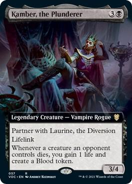 Kamber, the Plunderer (Extended Art) card from Commander: Innistrad: Crimson Vow