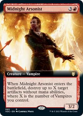 Midnight Arsonist (Extended Art) card from Commander: Innistrad: Crimson Vow