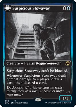 Suspicious Stowaway card from Innistrad: Double Feature