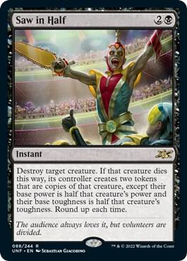 Saw in Half card from Unfinity