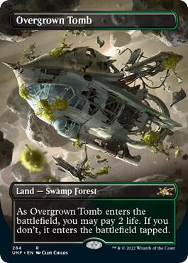Overgrown Tomb (Borderless) card from Unfinity