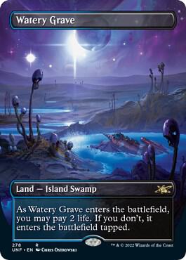 Watery Grave (Borderless) card from Unfinity
