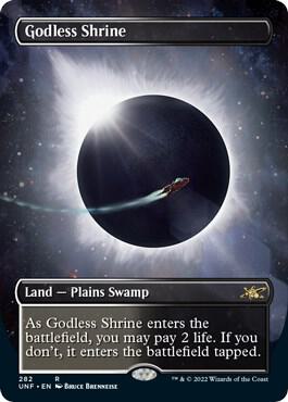 Godless Shrine (Borderless) card from Unfinity
