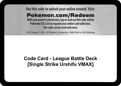 Code Card - League Battle Deck [Single Strike Urshifu VMAX] card from Miscellaneous Cards & Products