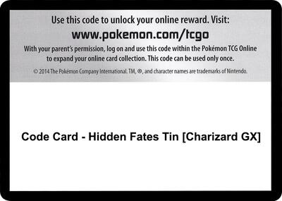 Code Card - Hidden Fates Tin [Charizard GX] card from Hidden Fates