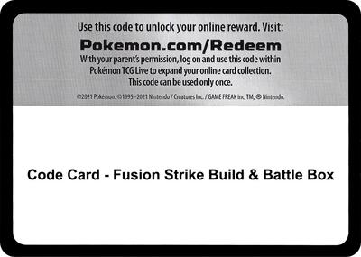 Code Card - Fusion Strike Build & Battle Box card from SWSH08: Fusion Strike