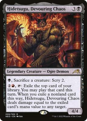 Hidetsugu, Devouring Chaos card from Kamigawa: Neon Dynasty
