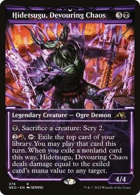 Hidetsugu, Devouring Chaos (Showcase) card from Kamigawa: Neon Dynasty