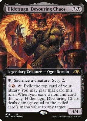 Hidetsugu, Devouring Chaos (Extended Art) card from Kamigawa: Neon Dynasty