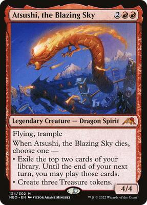 Atsushi, the Blazing Sky card from Kamigawa: Neon Dynasty