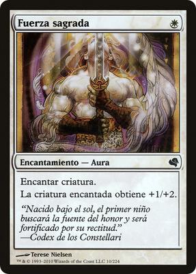 Holy Strength (Spanish) - "Fuerza sagrada" card from Magic Encyclopedia 2011 (Salvat)