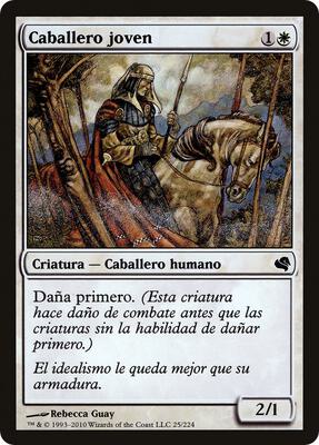Youthful Knight (Spanish) - "Caballero joven" card from Magic Encyclopedia 2011 (Salvat)