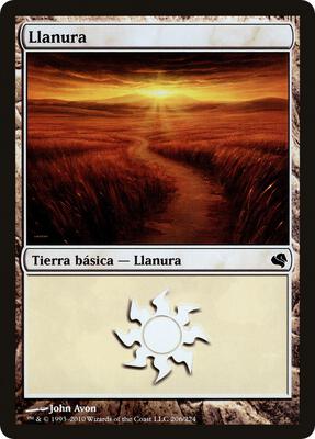 Plains (Spanish) - "Llanura" (206) card from Magic Encyclopedia 2011 (Salvat)