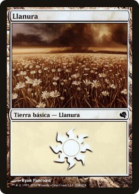 Plains (Spanish) - "Llanura" (208) card from Magic Encyclopedia 2011 (Salvat)