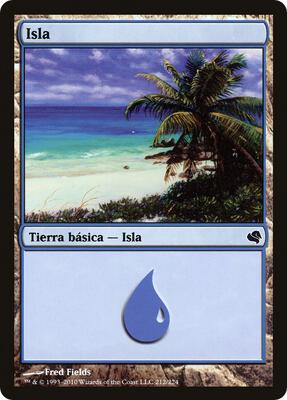 Island (Spanish) - "Isla" (212) card from Magic Encyclopedia 2011 (Salvat)