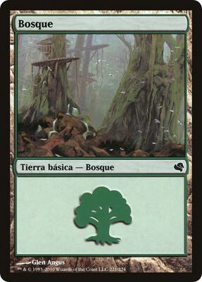 Forest (Spanish) - "Bosque" (221) card from Magic Encyclopedia 2011 (Salvat)