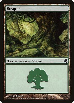 Forest (Spanish) - "Bosque" (224) card from Magic Encyclopedia 2011 (Salvat)