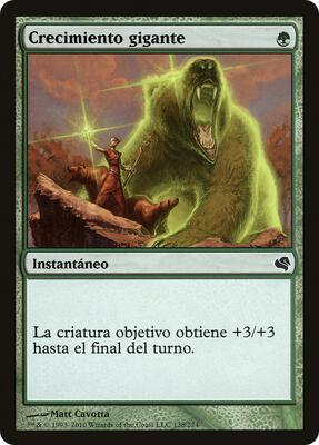 Giant Growth (Spanish) - "Crecimiento gigante" card from Magic Encyclopedia 2011 (Salvat)