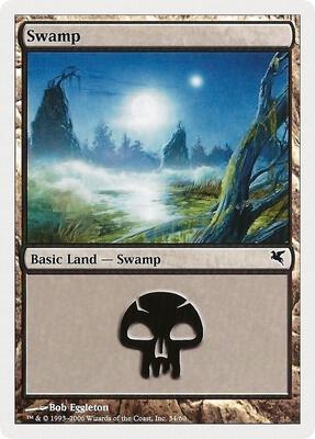 Swamp (34) card from Magic Encyclopedia 2005 (Salvat/Hachette)