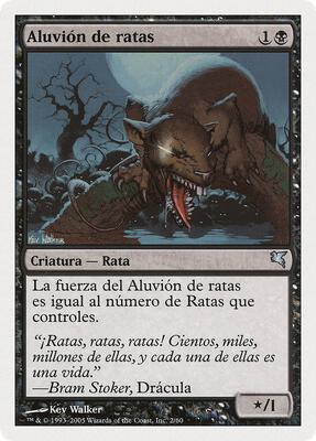 Swarm of Rats (Spanish) - "Aluvion de ratas" (A2) card from Magic Encyclopedia 2005 (Salvat/Hachette)