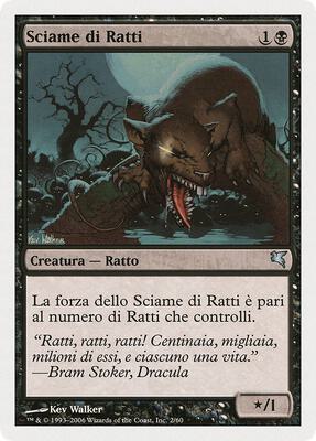 Swarm of Rats (Italian) - "Sciame di rats" (A2) card from Magic Encyclopedia 2005 (Salvat/Hachette)