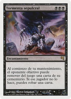 Gravestorm (Spanish) - "Tormenta sepulcral" card from Magic Encyclopedia 2005 (Salvat/Hachette)