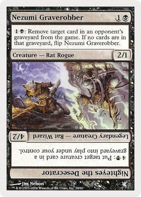 Nezumi Graverobber // Nighteyes the Desecrator (38) card from Magic Encyclopedia 2005 (Salvat/Hachette)
