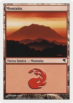 Mountain (Spanish) - "Montana" (D21) card from Magic Encyclopedia 2005 (Salvat/Hachette)