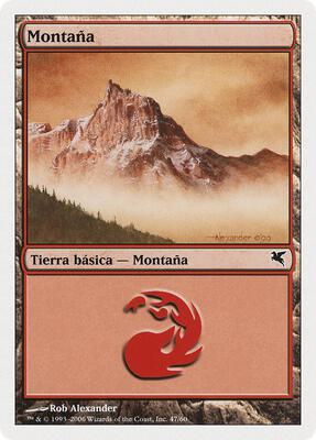 Mountain (Spanish) - "Montana" (C47) card from Magic Encyclopedia 2005 (Salvat/Hachette)