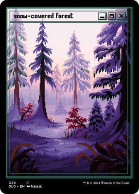 Snow-Covered Forest (PixelSnowLands.jpg) card from Secret Lair Drop Series