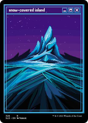 Snow-Covered Island (PixelSnowLands.jpg) card from Secret Lair Drop Series
