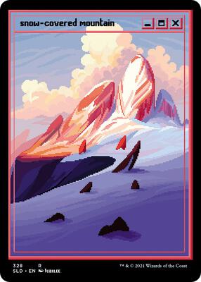 Snow-Covered Mountain (PixelSnowLands.jpg) card from Secret Lair Drop Series