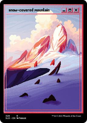 Snow-Covered Mountain (PixelSnowLands.jpg) (Foil Etched) card from Secret Lair Drop Series