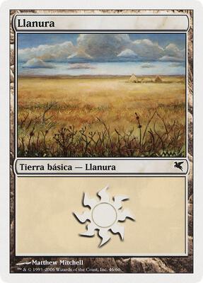 Plains (Spanish) - "Llanura" (C46) card from Magic Encyclopedia 2005 (Salvat/Hachette)