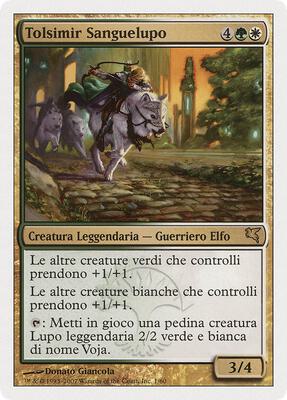 Tolsimir Wolfblood (Italian) - "Tolsimir Sanguelupo" card from Magic Encyclopedia 2005 (Salvat/Hachette)