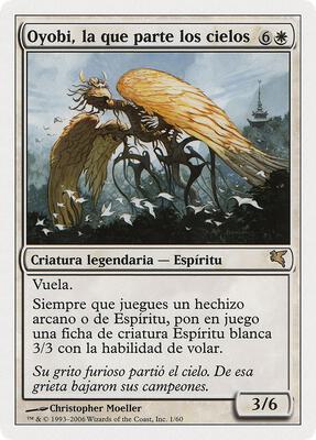 Oyobi, Who Split the Heavens (Spanish) - "Oyobi, la que parte los cielos" card from Magic Encyclopedia 2005 (Salvat/Hachette)
